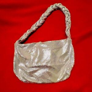 Zara Metallic Mesh Silver Shoulder Bag